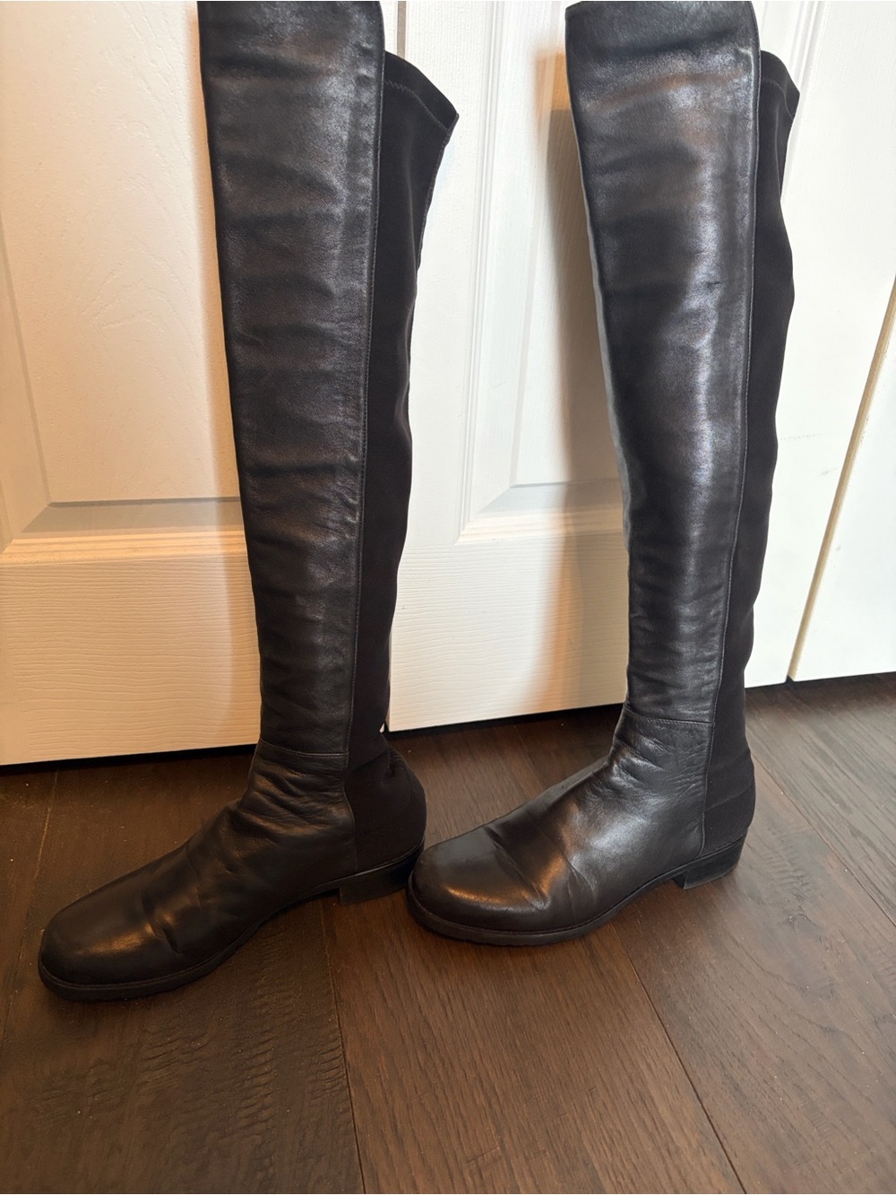 Authentic Stuart Weitzman 5050 Black Over-the-Knee Leather Boots 7.5